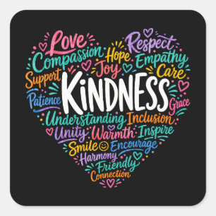 Vriendelijkheid, mededogen, empathie en respect vierkante sticker