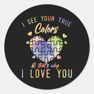 Vriendelijkheid Ribbon Hart Autisme Bewustzijn _1 Ronde Sticker