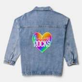 Vriendelijkheid Rocks Rainbow Heart Denim jas voor Jacket (Achterkant)