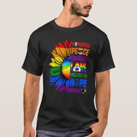 Vriendelijkheid Vrede Gelijkheid Liefde Gay Pride  T-shirt (Voorkant)
