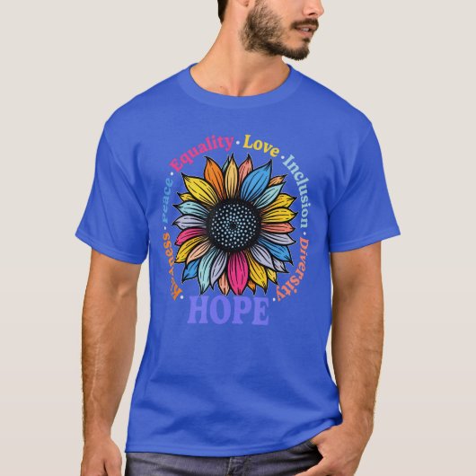 Vriendelijkheid Vrede Gelijkheid Liefde Hoop Diver T-shirt (Voorkant)