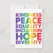 Vriendelijkheid Vrede Gelijkheid Liefde Inclusie H Bedankkaart (Voorkant)