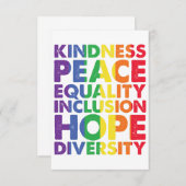 Vriendelijkheid Vrede Gelijkheid Liefde Inclusie H Bedankkaart (Voorkant / Achterkant)
