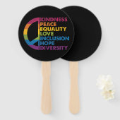 Vriendelijkheid Vrede Gelijkheid Liefde Inclusie H Handwaaier (Voorkant en achterkant)