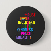 Vriendelijkheid Vrede Gelijkheid Liefde Inclusie H Ronde Button 7,6 Cm (Voorkant)