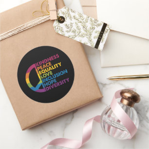 Vriendelijkheid Vrede Gelijkheid Liefde Inclusie H Ronde Sticker