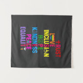 Vriendelijkheid Vrede Gelijkheid Liefde Inclusie H Wandkleed (Voorkant (horizontaal))