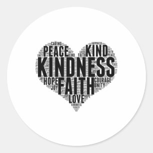 Vriendelijkheid WordCloud Be Kind Stop Pesten Oran Ronde Sticker