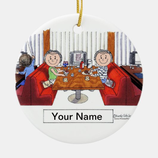 Vrienden, 2 Vrouwen - Gepersonaliseerde Cartoon, F Keramisch Ornament (Voorkant)