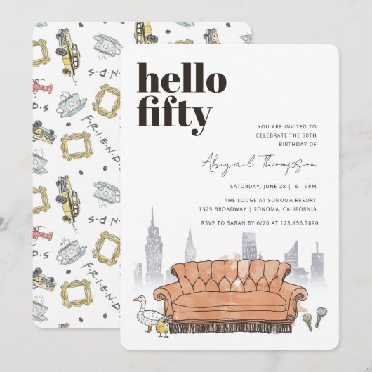 VRIENDEN™ | 50e verjaardag Central Perk Waterverf Kaart (Voorkant / Achterkant)