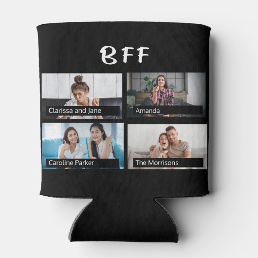 Vrienden 8 aangepaste foto raster collage BFF scri Blikjeskoeler (Achterkant)