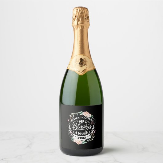 Vrienden als ik mijn zegen tel sparkling wijnetiket (Voorkant)
