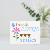 Vrienden altijd glimlachen briefkaart (Staand voorkant)