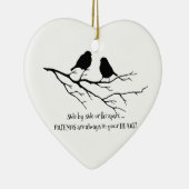 Vrienden altijd in je hartcitaat met vogels keramisch ornament (Rechts)