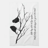 Vrienden altijd in je hartcitaat met vogels theedoek (Verticaal)