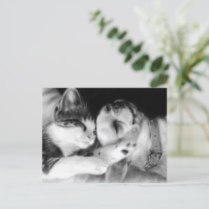"Vrienden" Award-winnende Chihuahua en Cat Paintin Briefkaart