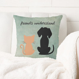 Vrienden begrijpen Dog Cat Besties Kussen