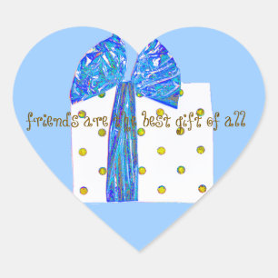 Vrienden Beste Gift Blauw en Goud Hart Sticker