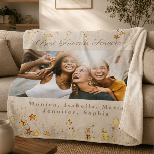 Vrienden beste vrienden foto crème ivoor goud ster sherpa deken