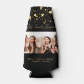 Vrienden BFF fotofeest zwart goud Flesjeskoeler (Voorkant)