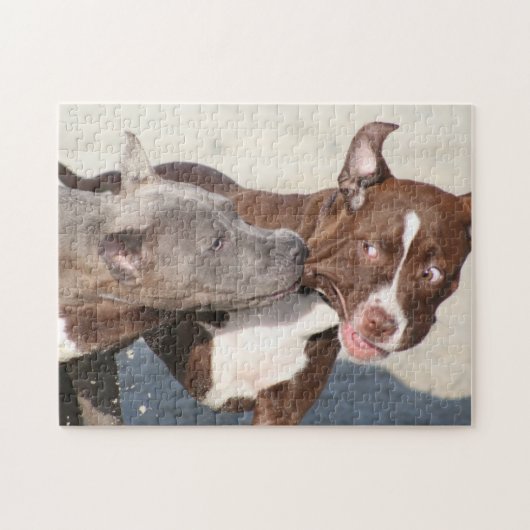 Vrienden bij het spelen - Pitbull-Puppies Legpuzzel (Horizontaal)