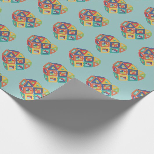 Vrienden bouwen elkaar op een magneettegelhart cadeaupapier (Hoek)