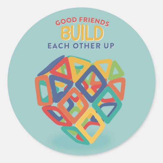 Vrienden bouwen elkaar op Magnet-tegelhartklas Ronde Sticker (Voorkant)
