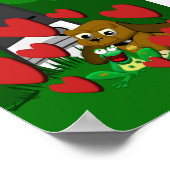 Vrienden cartoon beagle hond en kikker met hart poster (Hoek)