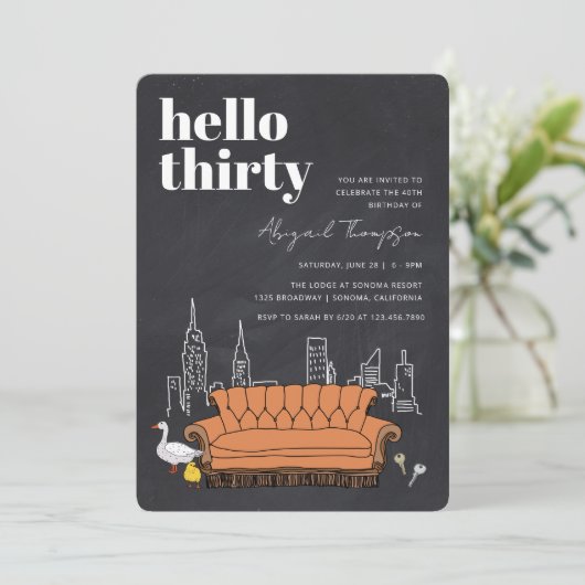 VRIENDEN™ | Central Perk Chalkboard 30e verjaardag Kaart (Staand voorkant)