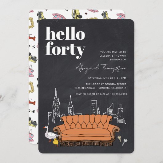 VRIENDEN™ | Central Perk Chalkboard 40e verjaardag Kaart (Voorkant / Achterkant)