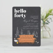 VRIENDEN™ | Central Perk Chalkboard 40e verjaardag Kaart (Staand voorkant)