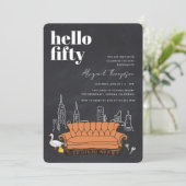 VRIENDEN™ | Central Perk Chalkboard 50e verjaardag Kaart (Staand voorkant)