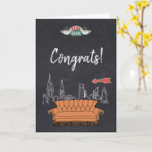 VRIENDEN™ | Central Perk Chalkboard Gefeliciteerd Kaart (Gele Bloem)