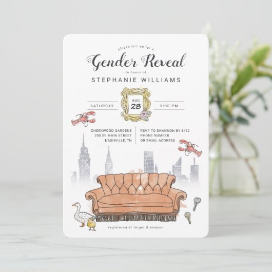 VRIENDEN™ | Central Perk Geslacht onthullen Baby s Kaart (Staand voorkant)