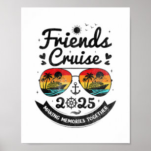 Vrienden Cruise 2025 Strandvakantie Vintage Cruise Poster