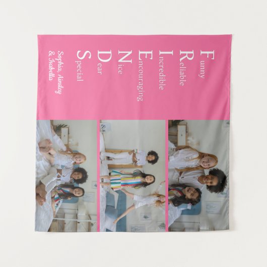 VRIENDEN Custom Foto Roze Tapestry Wandkleed (Voorkant (horizontaal))