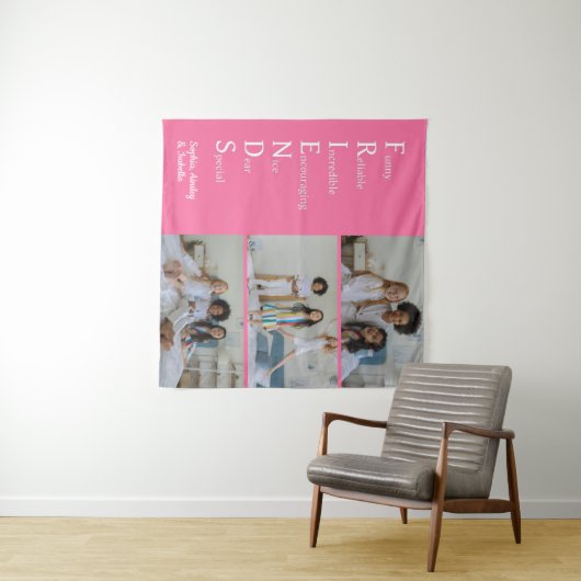 VRIENDEN Custom Foto Roze Tapestry Wandkleed (In Situ (horizontaal))
