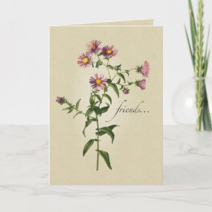 Vrienden, dank je, Roze Bloemen, Religieus Bedankkaart