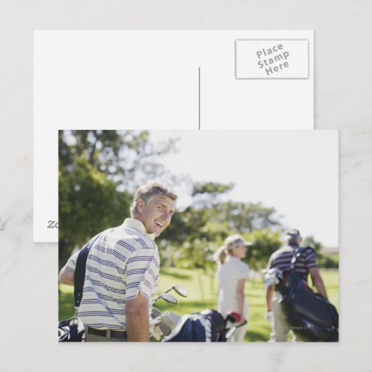 Vrienden die golftassen dragen briefkaart (Voorkant / Achterkant)