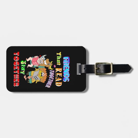 Vrienden die samen lezen, blijven bij elkaar bagagelabel (Voorkant horizontaal)