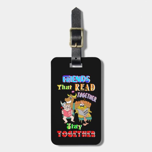 Vrienden die samen lezen, blijven bij elkaar bagagelabel (Voorkant verticaal)