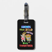 Vrienden die samen lezen, blijven bij elkaar bagagelabel (Achterkant verticaal)