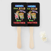 Vrienden die samen lezen, blijven bij elkaar handwaaier (Voorkant en achterkant)