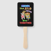 Vrienden die samen lezen, blijven bij elkaar handwaaier (Achterkant)