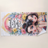 Vrienden die samen reizen, blijven op maat bij elk strandlaken (Voorkant)