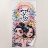 Vrienden die samen reizen, blijven op maat bij elk strandlaken (Voorkant)