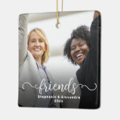 Vrienden Dubbelzijdig Curly Script Overlay Foto Keramisch Ornament (Links)