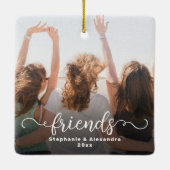 Vrienden Dubbelzijdig Curly Script Overlay Foto Keramisch Ornament (Achterkant)