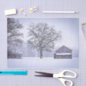 Vrienden - Een schuur en een boom in sneeuw Tissuepapier (Craft)