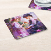 Vrienden en Bloemen 2 Kartonnen Onderzetters (Schuin)